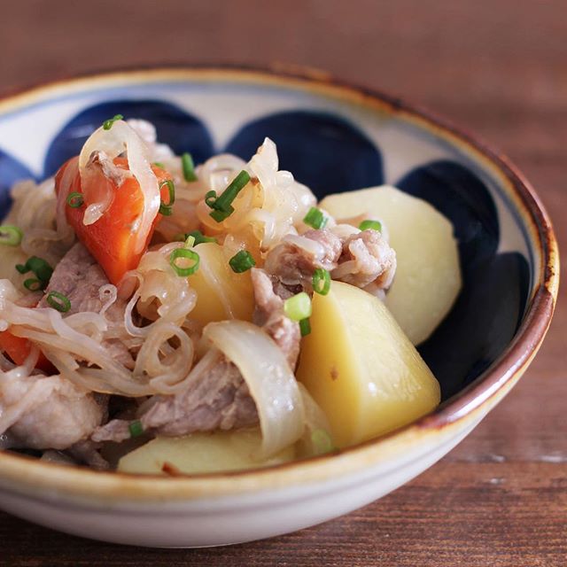 お粥に合う付け合わせ！レンジで簡単肉じゃが