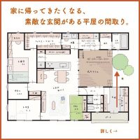 家に帰ってきたくなる、素敵な玄関がある平屋の間取り。