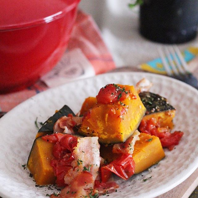 中華風かぼちゃ料理！かぼちゃのトマト煮