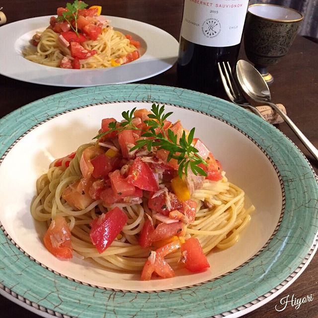 夏のレシピ！トマトとハムとツナの冷製パスタ