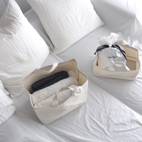 無印良品》持ち運べる収納！持ち手付帆布長方形バスケット活用術 | folk