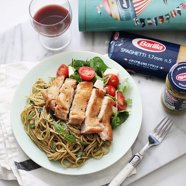 具材はグリルチキン！ワンプレートパスタ