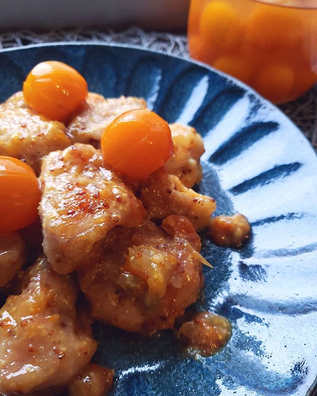 ガッツリ系！金柑とチキンの粒マスタード焼き