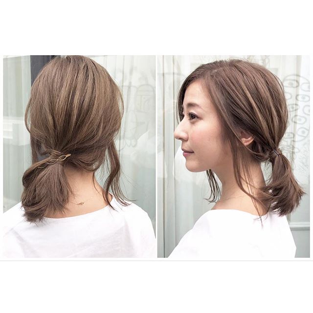 ストレートヘアで作るシンプルな横結び