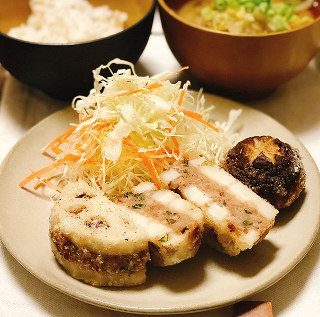 煮込みうどんに合うレンコンのはさみ揚げ