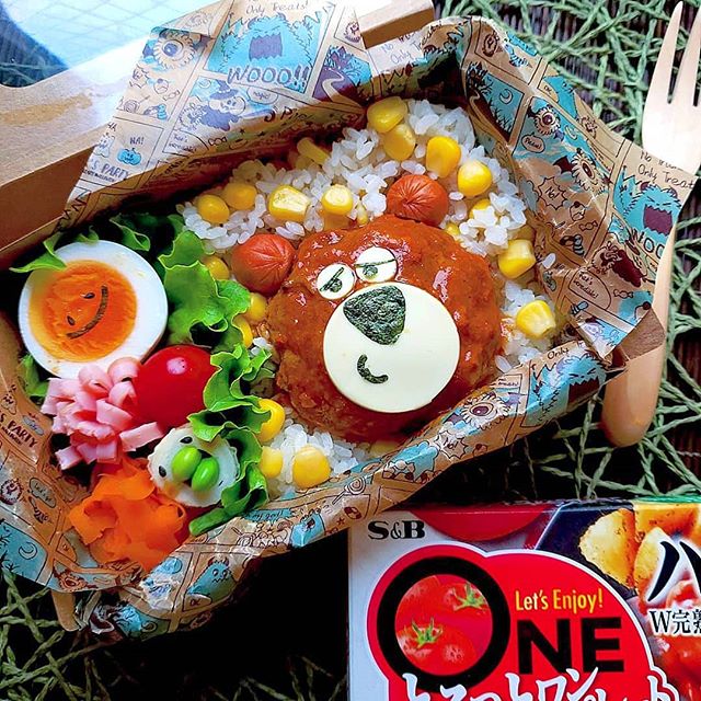 可愛く見せるコツ！ハンバーグでクマさん弁当