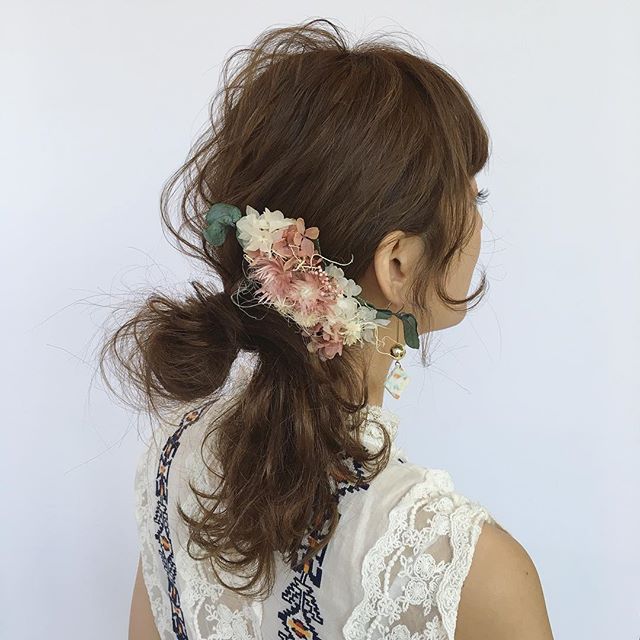 お団子×ブーケのヘアアクセ