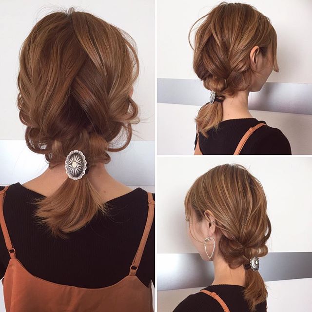 エスニック風お下げヘアアレンジ