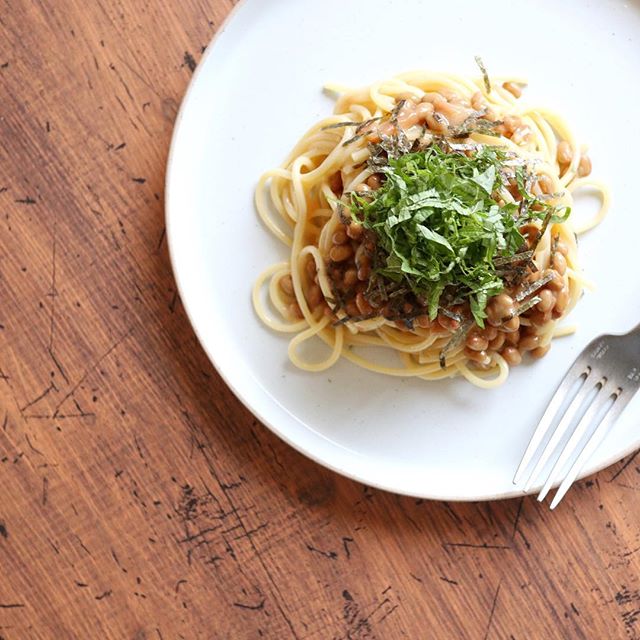 梅干しでさっぱり！人気の納豆パスタ