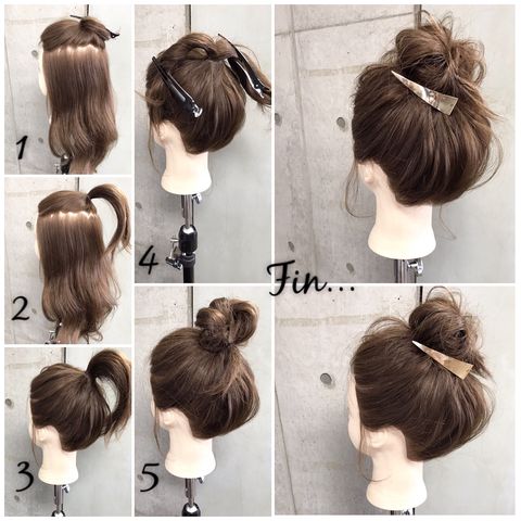 ゴムだけで簡単にできるロングヘアのお団子