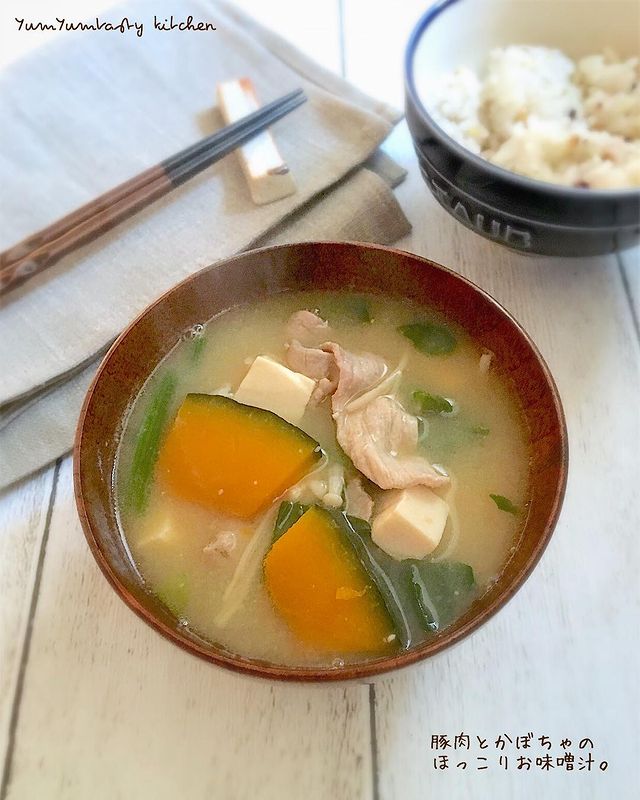 豚肉とかぼちゃのほっこり味噌汁