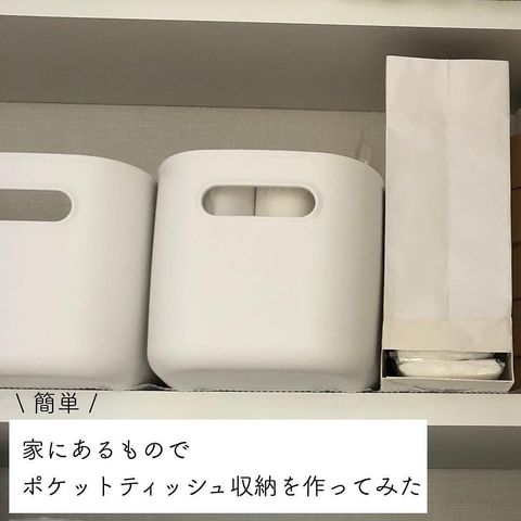 紙袋で「ポケットティッシュ収納」