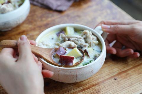 さつまいもと鶏肉のミルクスープ