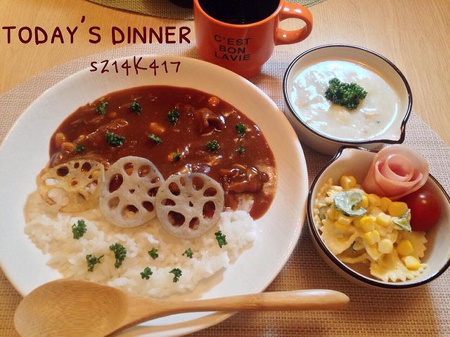 食感楽しい♪れんこんのせハヤシライス