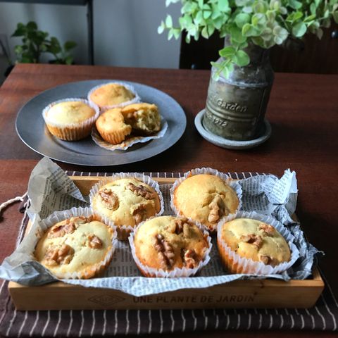 材料は6つのみ♪くるみのカップケーキレシピ