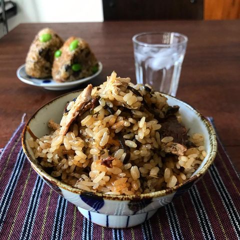 さば缶昆布めし