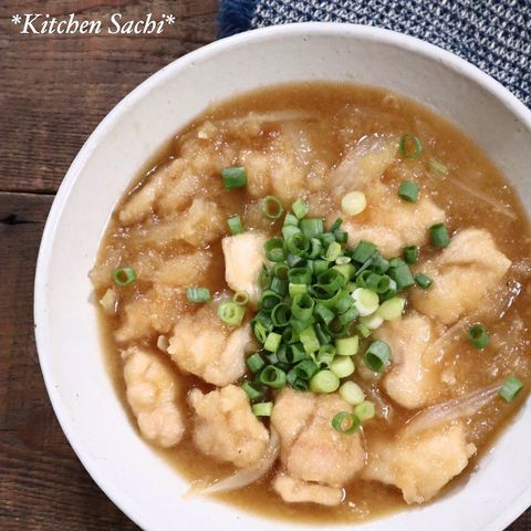 絶品主菜♪鶏むね肉と玉ねぎのみぞれ煮レシピ