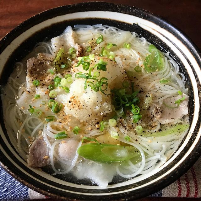 塩ラーメン？！ネギ塩豚おろしそうめんレシピ