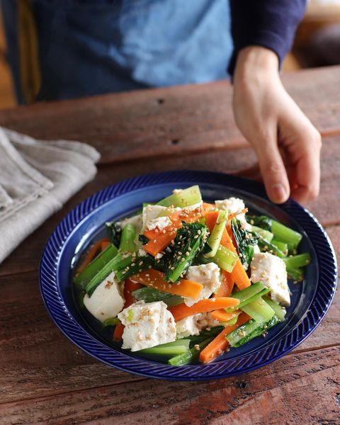 簡単♪小松菜とにんじん豆腐のナムルレシピ