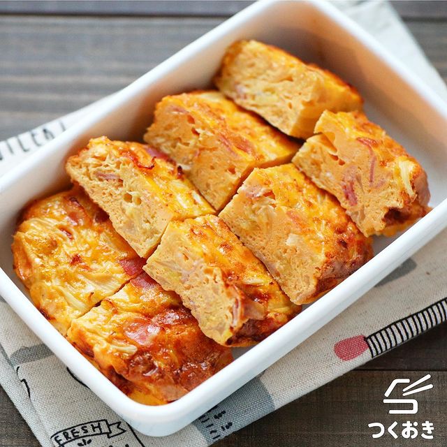 キャベツ、オムレツ、卵焼き、作り置き、弁当。