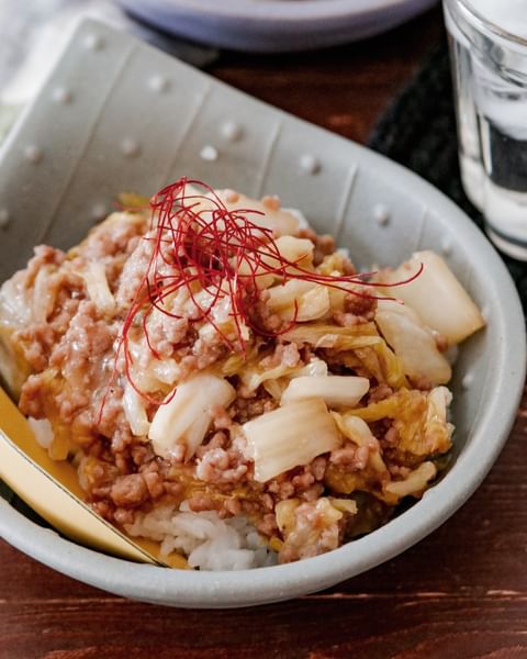 白菜の味噌そぼろ丼