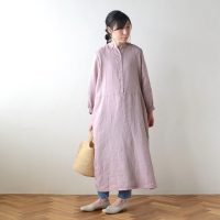 fog linen work × キナル別注 くるみボタンのボックスワンピース