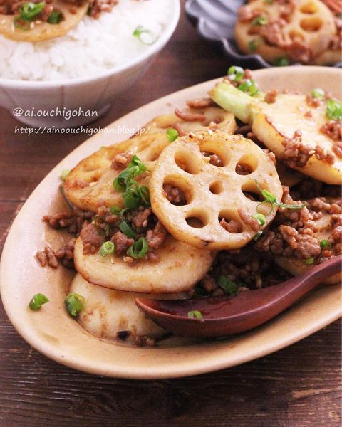 バランスおかず！焼き野菜のそぼろ炒め