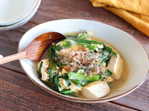 めんつゆで簡単おかず！ニラ玉豆腐