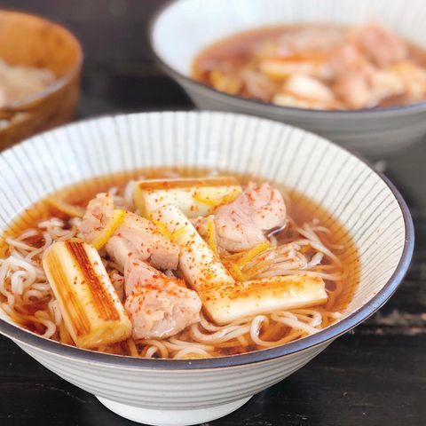 鶏肉と焼きネギのそば