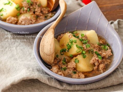 めんつゆ味のじゃがいものそぼろ煮レシピ