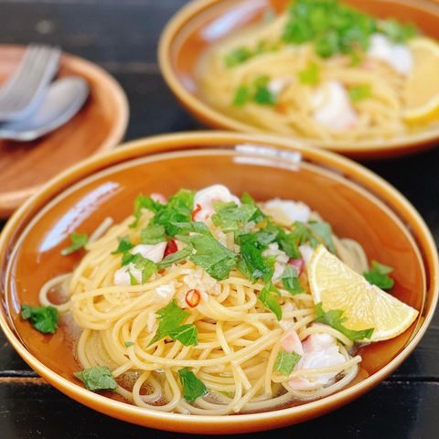 人気のパスタ！タコの和風ペペロンチーノ