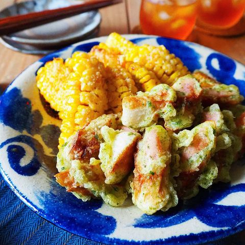 ちくわと魚肉ソーセージの磯辺揚げ