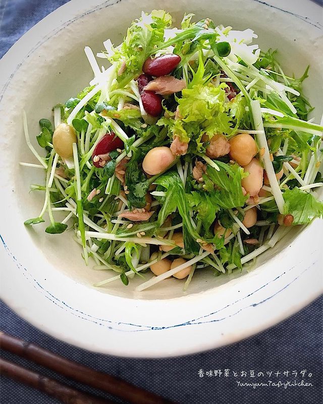 子供が大満足！水菜と豆のツナサラダレシピ