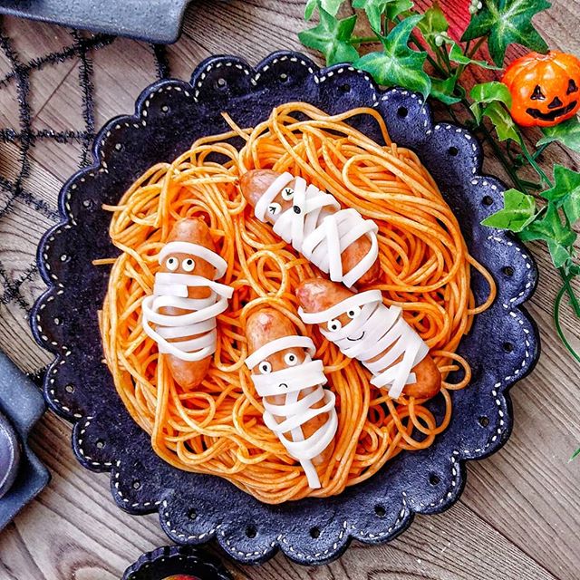 ミイラのナポリタンでハロウィンご飯