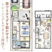 家でもカラダを動かせる！トレーニングもできる3階建て。