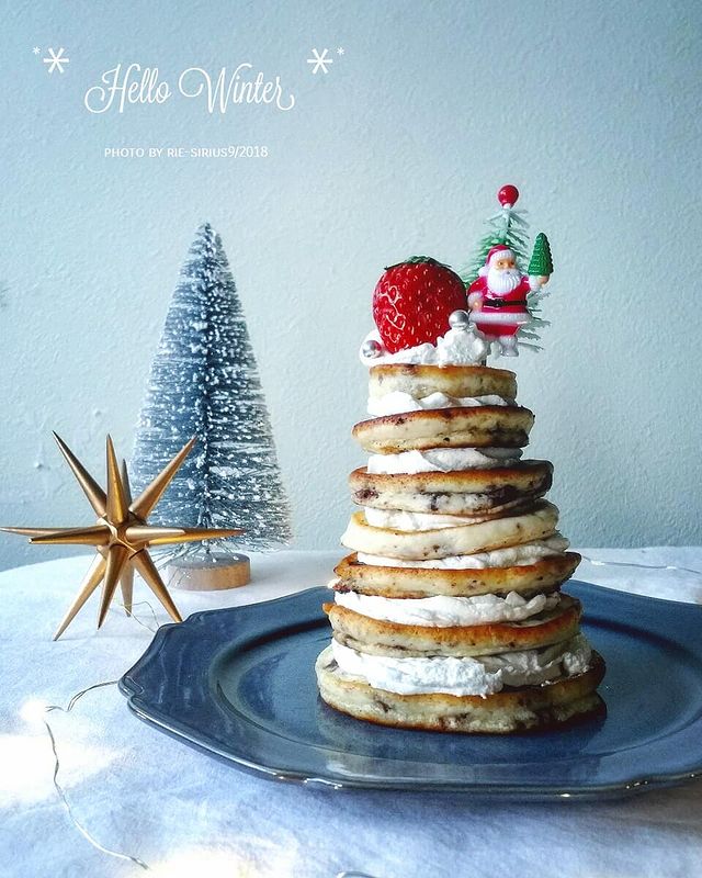 ツリー風のホットケーキデコレーション