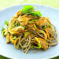 ねぎと桜えびと大豆のお肉の焼き蕎麦