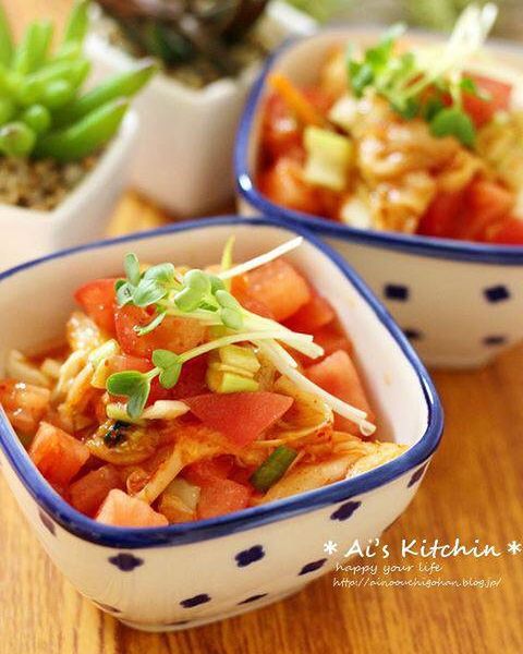 おつまみや副菜にトマトキムチ冷奴レシピ