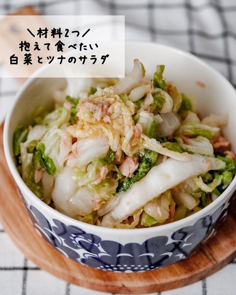 材料2つの白菜とツナの時短サラダレシピ