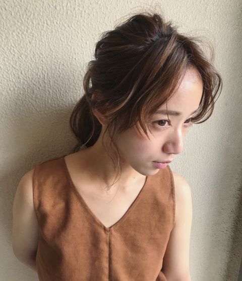 女性らしい前髪なしヘアアレンジ