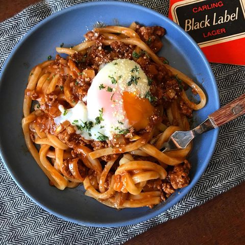 子レンジで1発のミートソースうどん