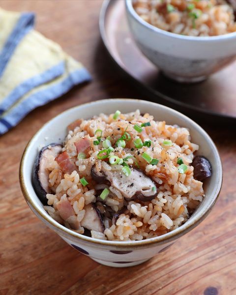 しいたけとベーコンのバター醤油ごはんレシピ