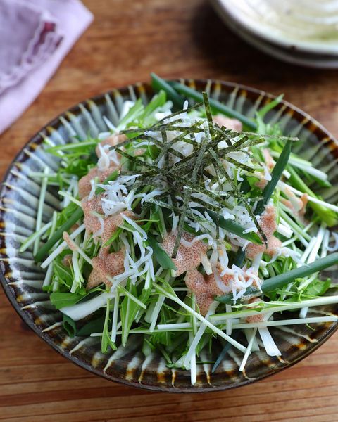 水菜としらすの明太和えサラダ