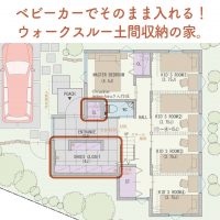 ベビーカーでそのまま入れる！ウォークスルー土間収納の家。