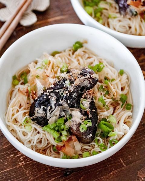 揚げないナスの美味しいぶっかけそうめん