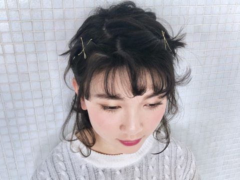 伸びかけでもおしゃれな黒髪ヘアアレンジ