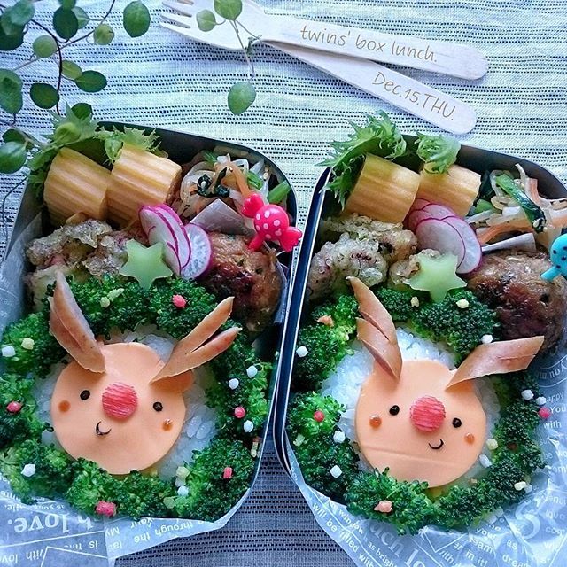 ご飯の上に置くだけの簡単トナカイキャラ弁