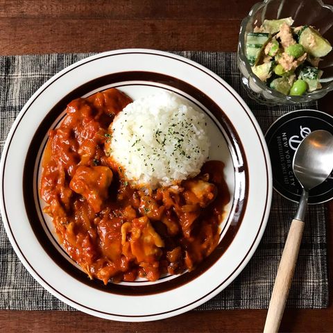 レンジで簡単濃厚トマトチキンカレーライス