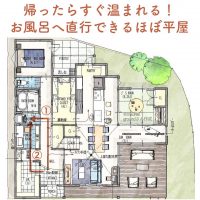 帰ったらすぐ温まれる！お風呂へ直行できるほぼ平屋